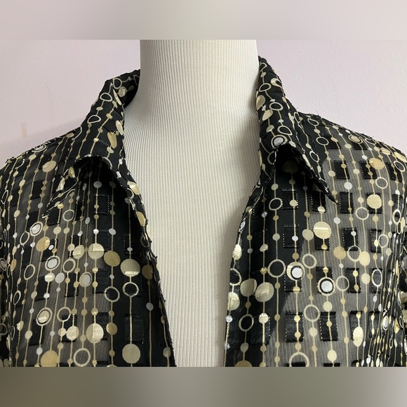 Studio 1940 Women’s Sheer Lightweight Top/Jacket, Black/Gold/Metallic, 18-20W - Picture 6 of 6